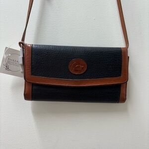 Vintage Dooney & Bourke All Weather Leather Trifold Wallet with Strap